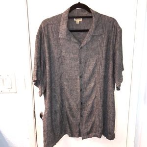 Gray Marled Linen Blend Haggar Clothing Button Down Size XL